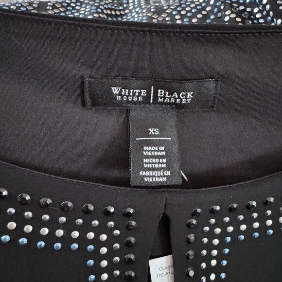 NWT White House Black Market WHBM Black Blue Rhinestone Keyhole Neck Dress XS - Picture 5 of 7